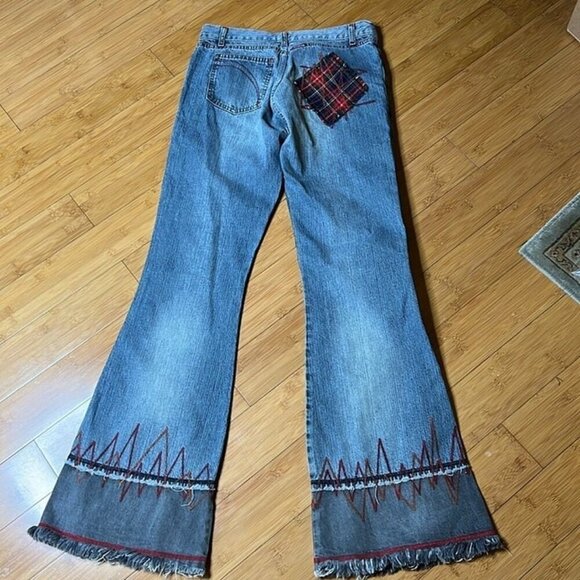Killah by Miss Sixty flare jeans tartan patch vintage 90’s 00’s size 30 34” ins - Picture 4 of 12